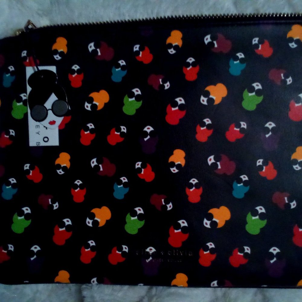 Alice Olivia Melody StaceFace Printed Zip-Top Clutch Bag New With Tags